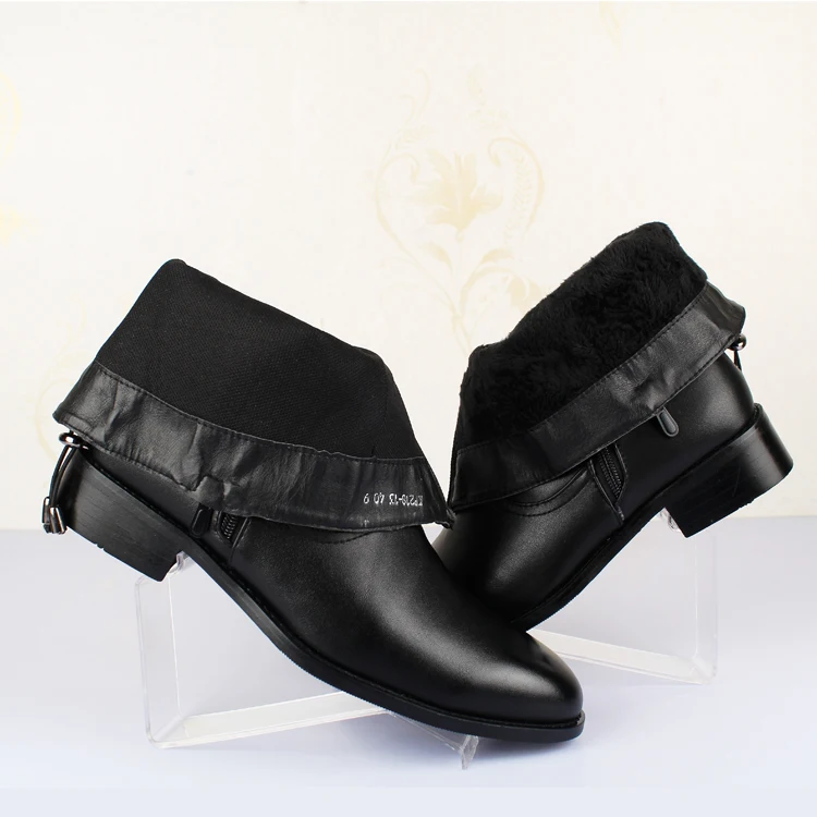 Новое поступление мужская повседневная черная корова кожа зимние меховые