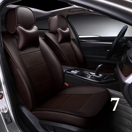 coffee for 7 seat Кожаные чехлы для сидений автомобиля carпортного автомобиля для hyundai Santa fe, чехлы для сидений автомобиля и аксессуары, сшитые по индивидуальному заказу чехлы для сидений, наборы протекторов для подушек - Название цвета: coffee for 7 seat