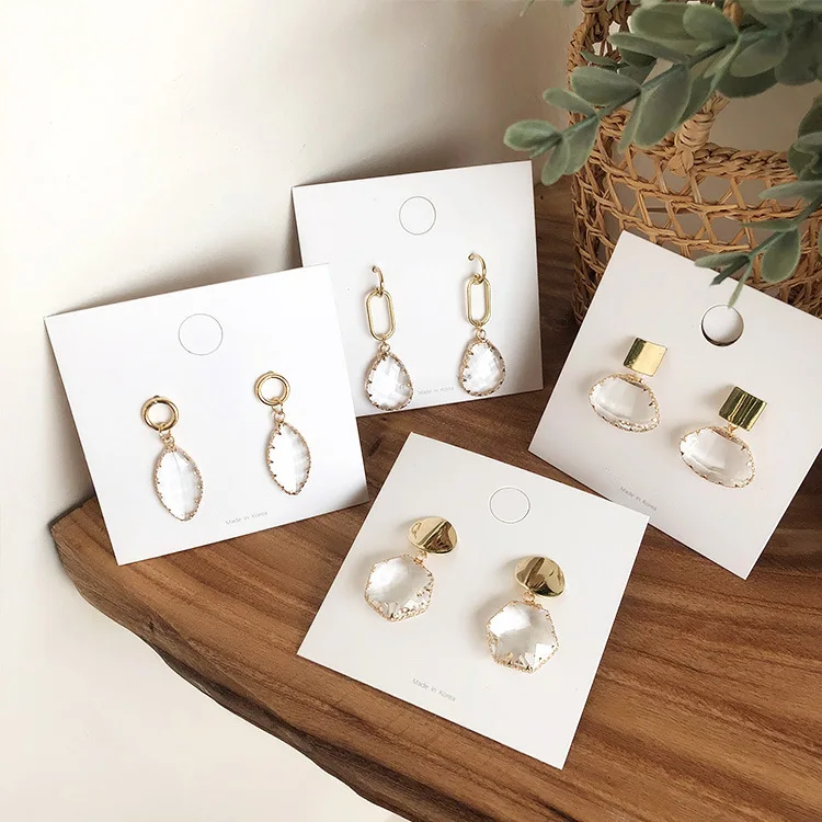 HUANZHI 2019 New Crystal Secto rGeometric Unique Transparent Korea Elegant Drop Earrings for Women Party Travel Girls Gift | Украшения и