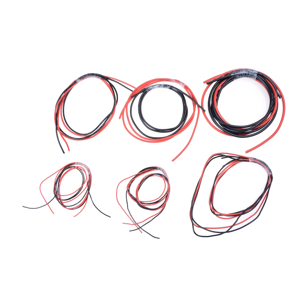 Красный + 1 метр Черный кремниевый провод 12AWG 14AWG 16AWG 22AWG 24AWG термостойкий мягкий