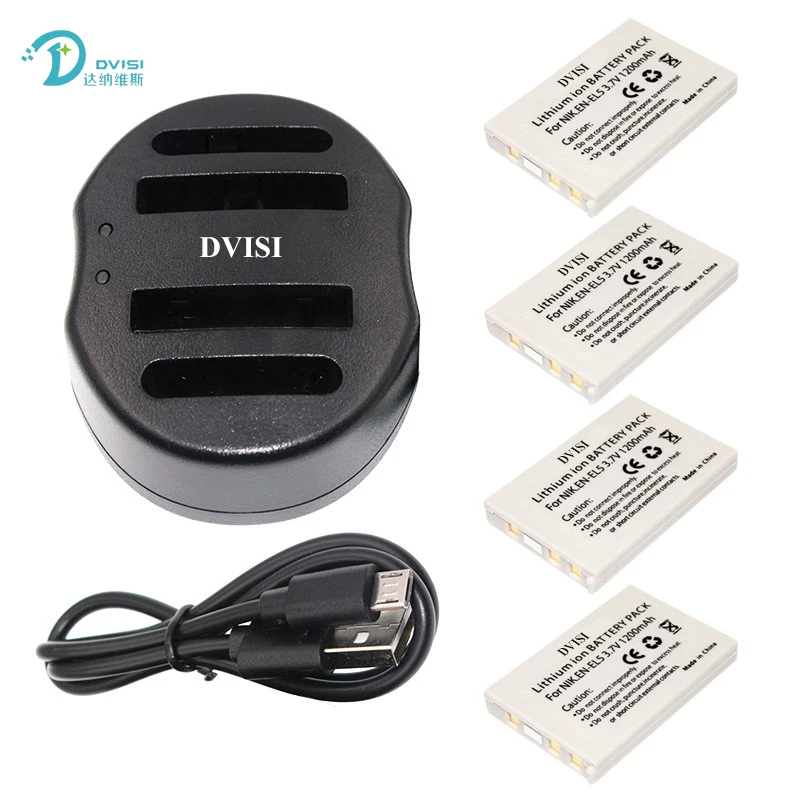 Dsi 4 шт. батарея для камеры ENEL5 с USB двойное зарядное устройство Nikon Coolpix P80 P90 P100 P500 P510