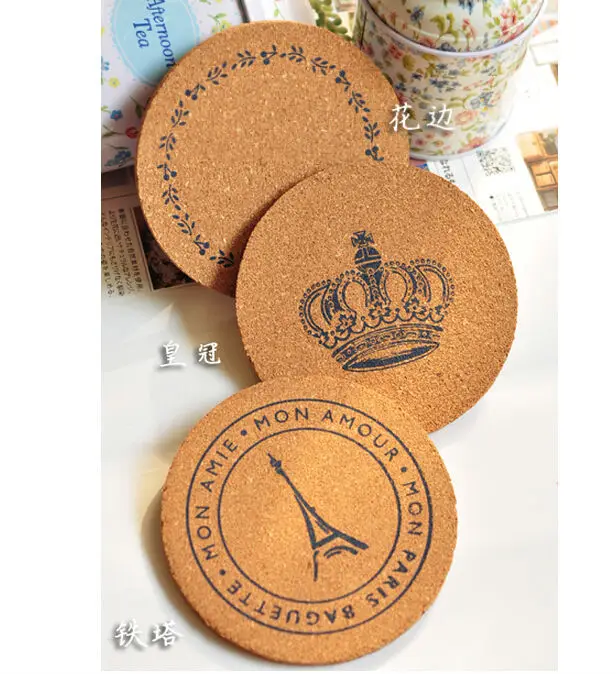 5 шт. европейские винтажные пробковые деревянные подставки для напитков коврики