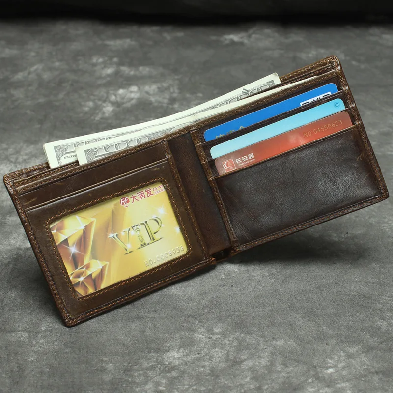Фото Retro Mens Wallet Leather Genuine Minimalist Wallet for Men Three-dimensional Tiger Pattern Male Purse Small Money Case №4
