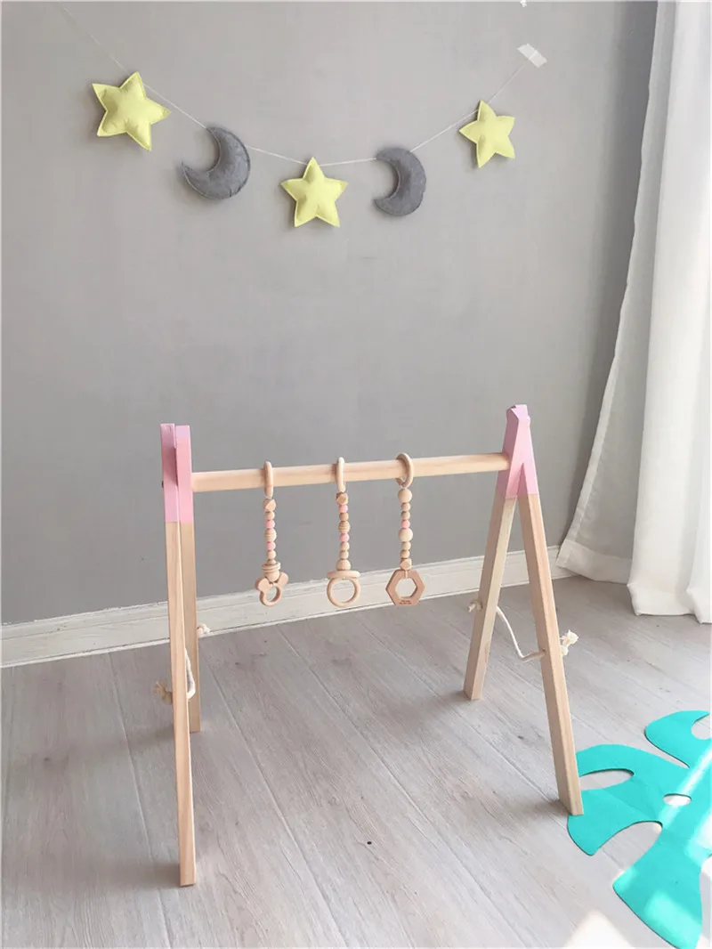 Wooden Newborn baby Play Gym Toys Activity Gym Toy Accessories Sensory Toy Gift Infant Room Clothes Rack Photography Props Gifts
