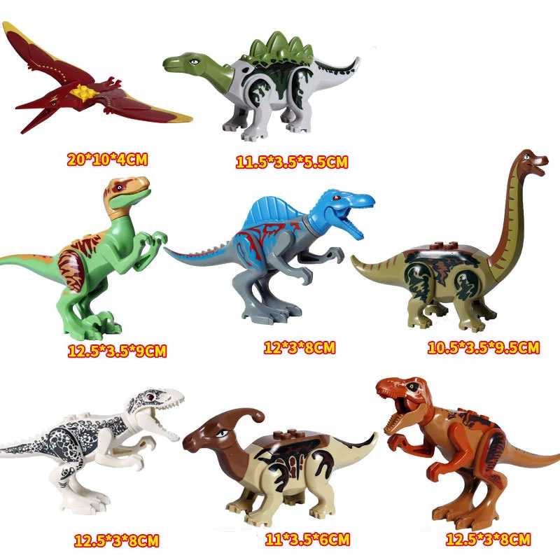 Строительные блоки одиночные Парк Юрского периода мир динозавров t rex Raptor