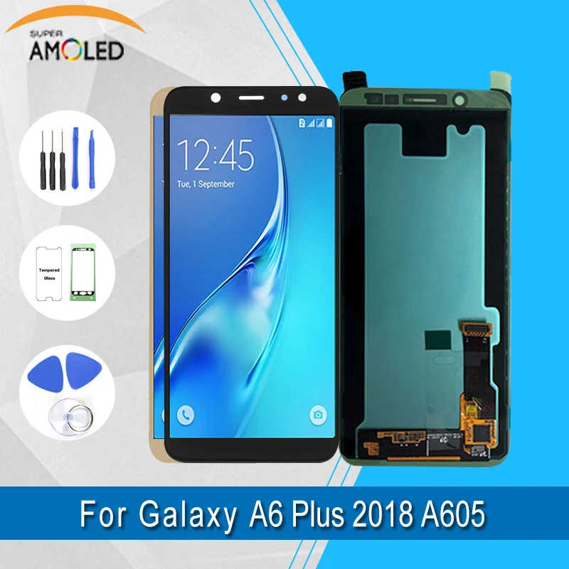 Для samsung A6 плюс 2018 A605 A605F жидкокристаллический дисплей оригинальный Super Amoled замена