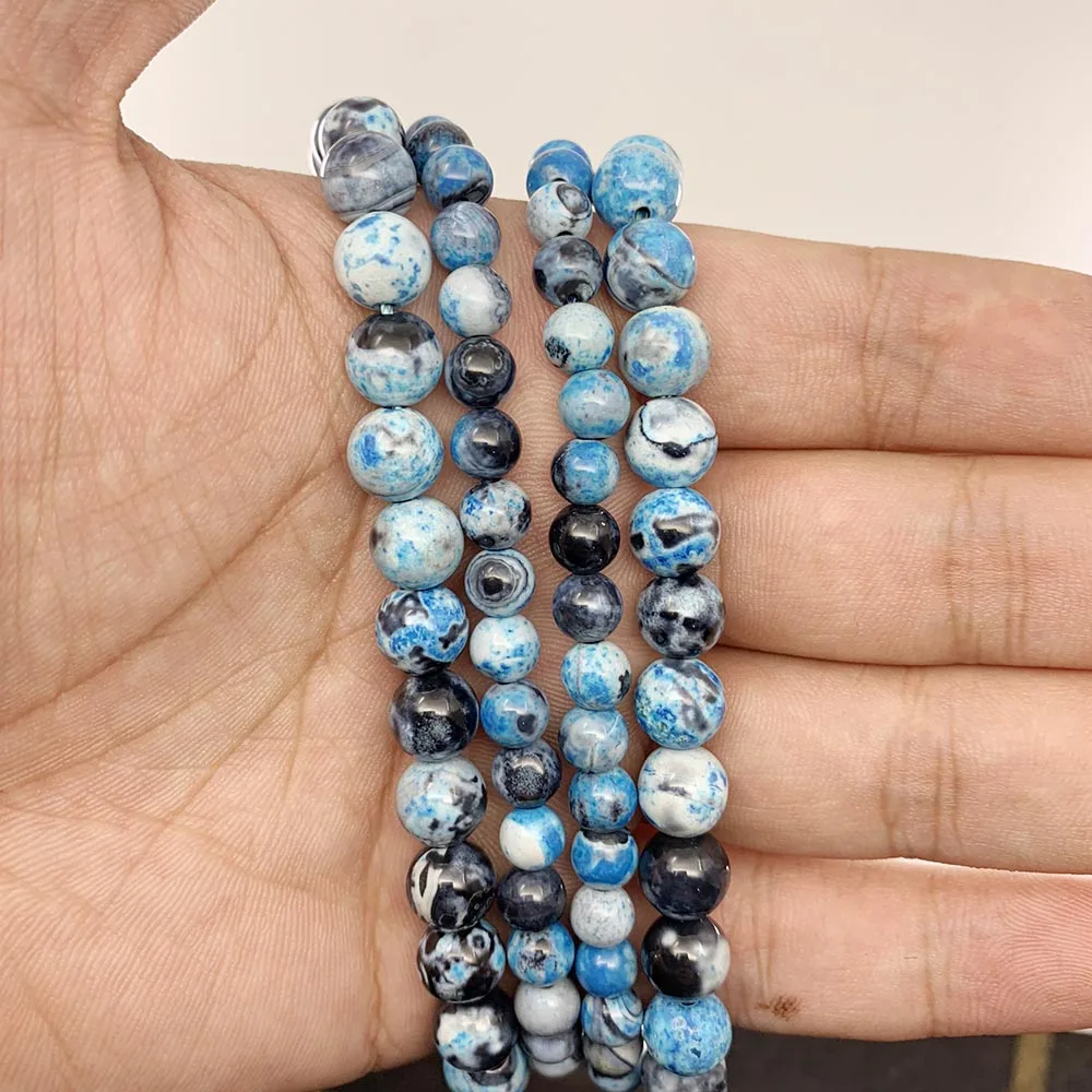 Sky Blue Flame Agate 1 прядь/лот 6 8 10 мм натуральный цвет Небесно голубого пламени камень: агат с открытым носком; Свободные Spacer Бусины для изготовления ювелирных изделий DIY браслет - Цвет: Sky Blue Flame Agate