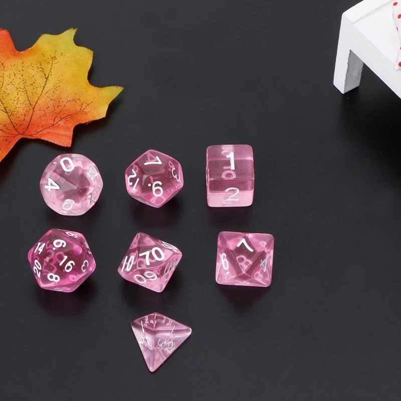 7 шт. одноцветные многогранные игровые кубики транспаранта для Dragon Pathfinder D20 D12 2xD10