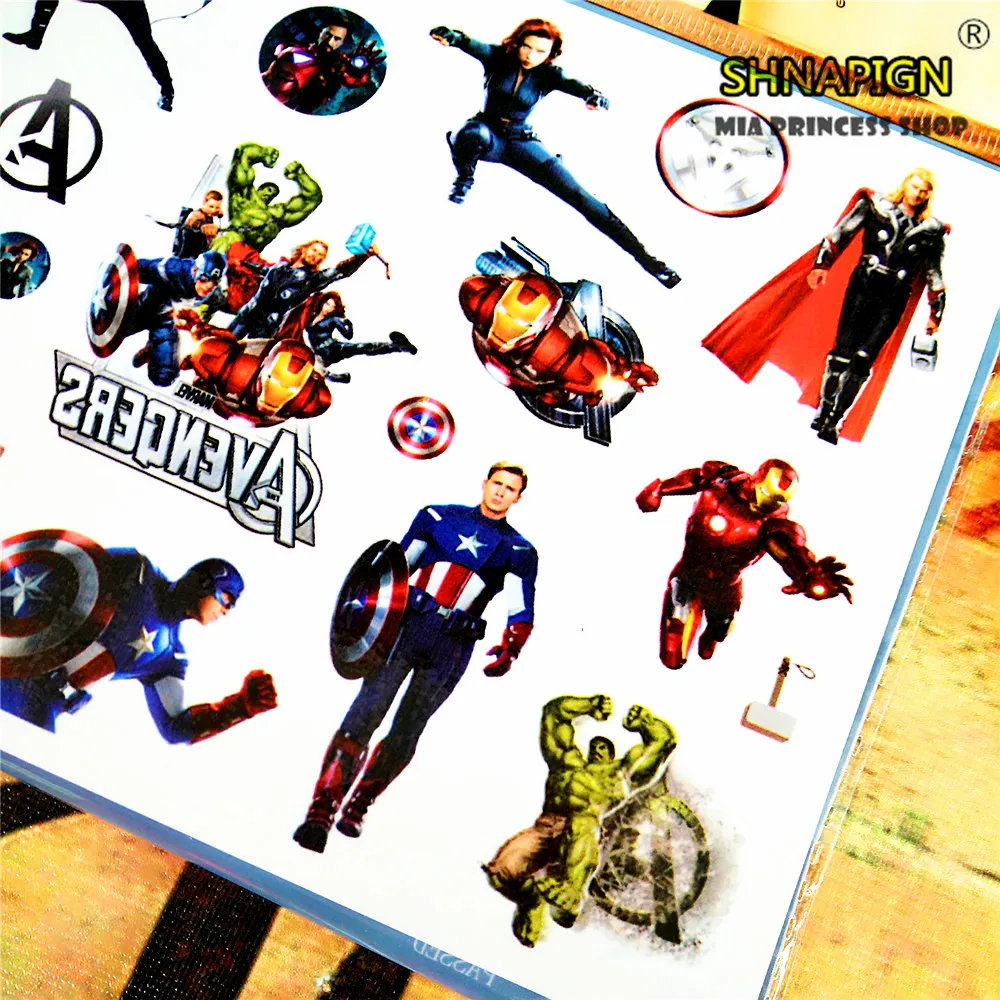 SHNAPIGN Супер Герой Союз ребенка Временные татуировки боди арт флэш тату наклейка