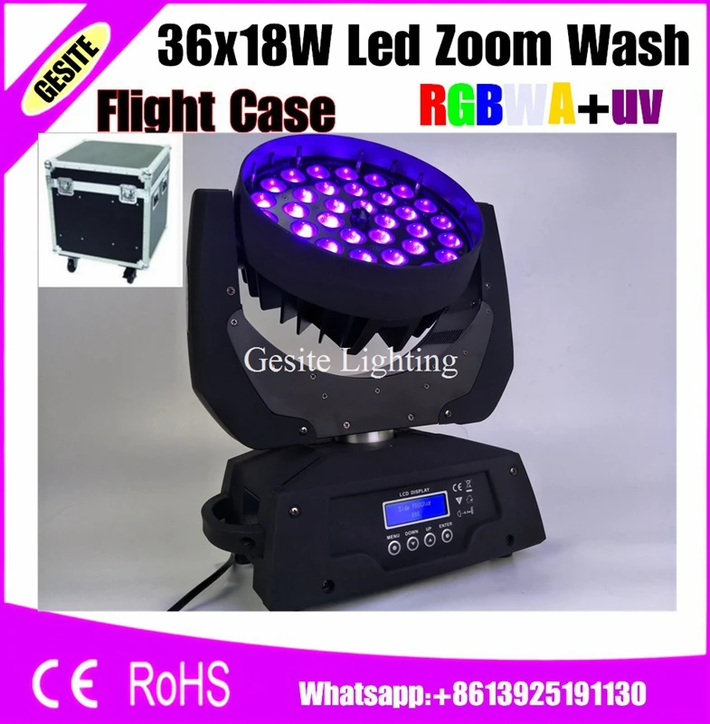 2 шт./лот упаковка футляра для полетов 36X18W Zoom Moving Head lyre Lights rgbwauv 6 in1/rgbway 6in1