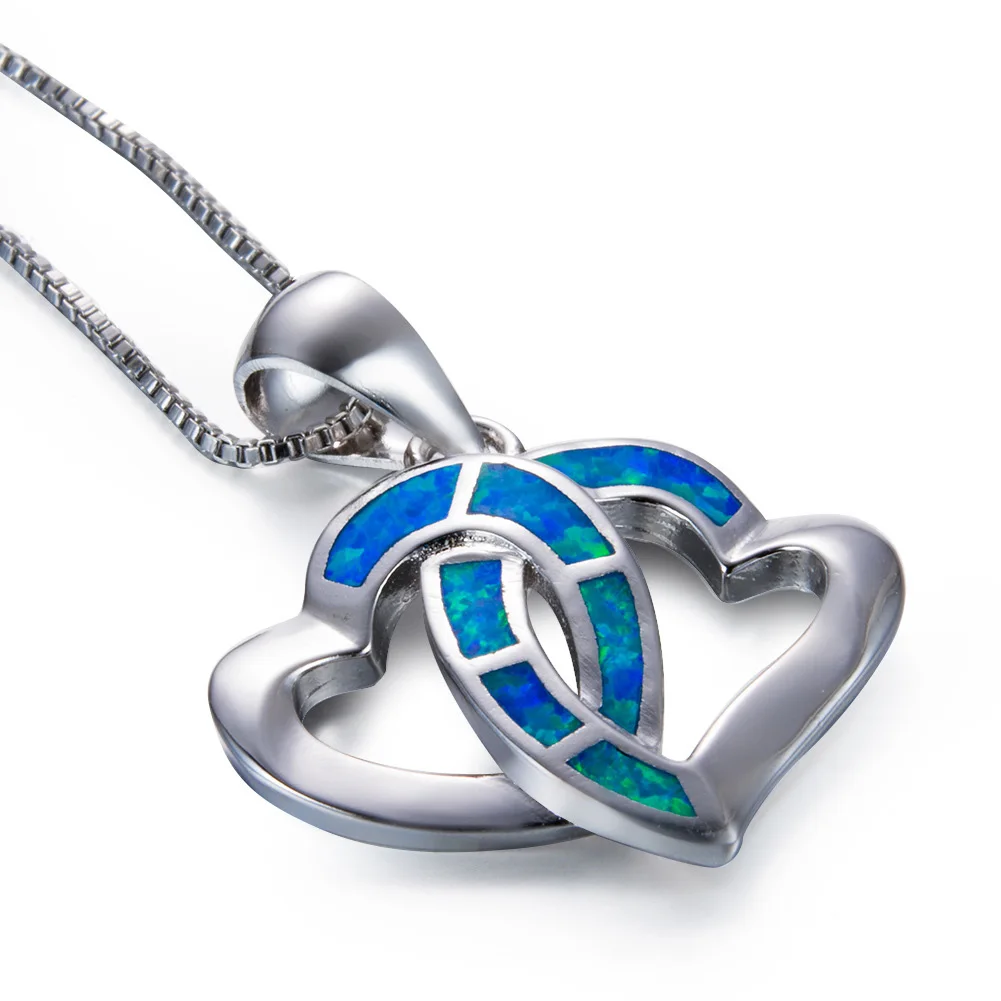 

UFOORO necklace white opal black color Sweet heart couple jewelry necklace for women love gift Christmas