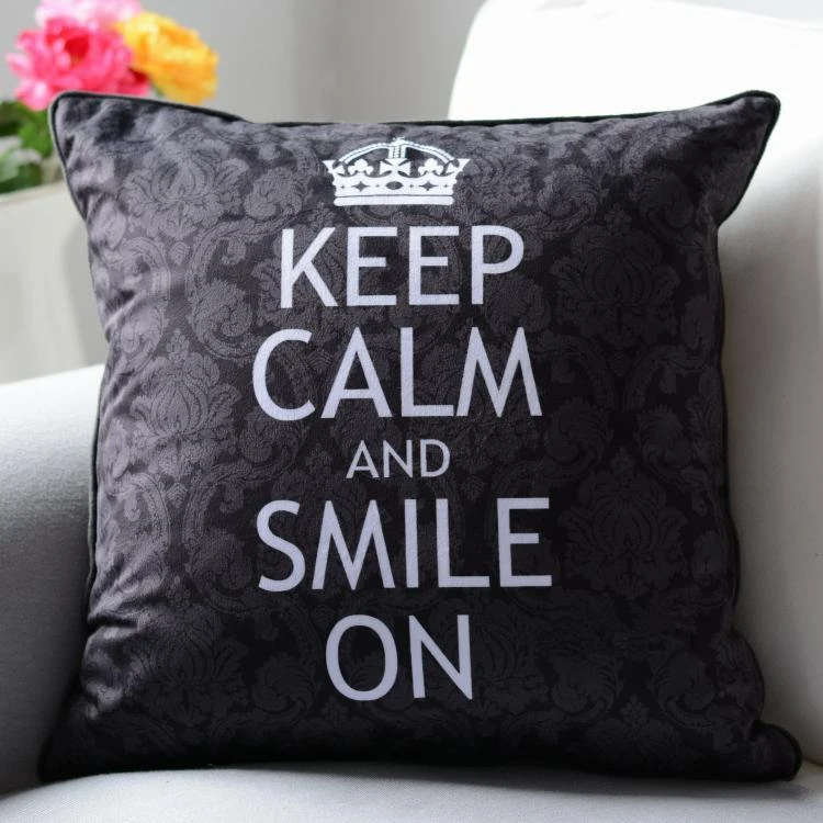 Классический элегантный чехол с надписью Keep Calm and Smile On вельветовый для подушки