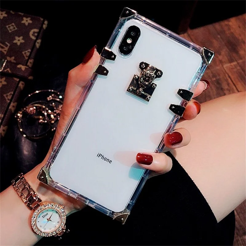 Роскошный Блестящий Прозрачный квадратный чехол для телефона iPhone 12 11 Pro Max X XS XR 6s 7