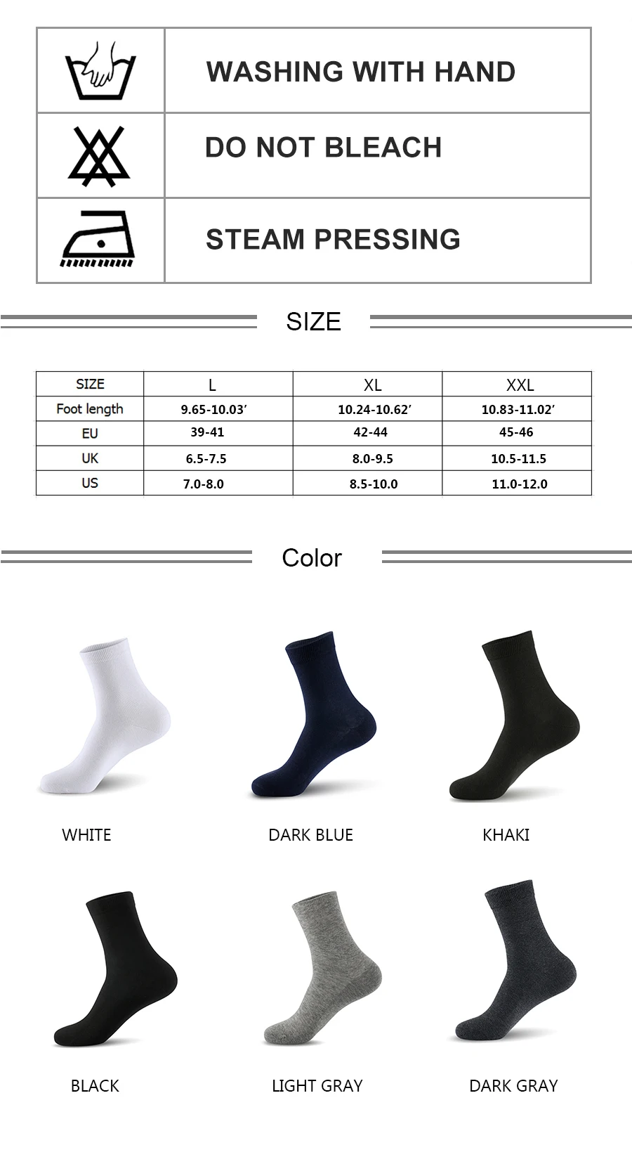 Мужские носки, одноцветные, Бизнес Стиль, мужской брендовый носок, хлопок, мягкий, 5 пар/лот, мужские носки, большие размеры(EU 39-46)(US 7,0-12,0), Langsha