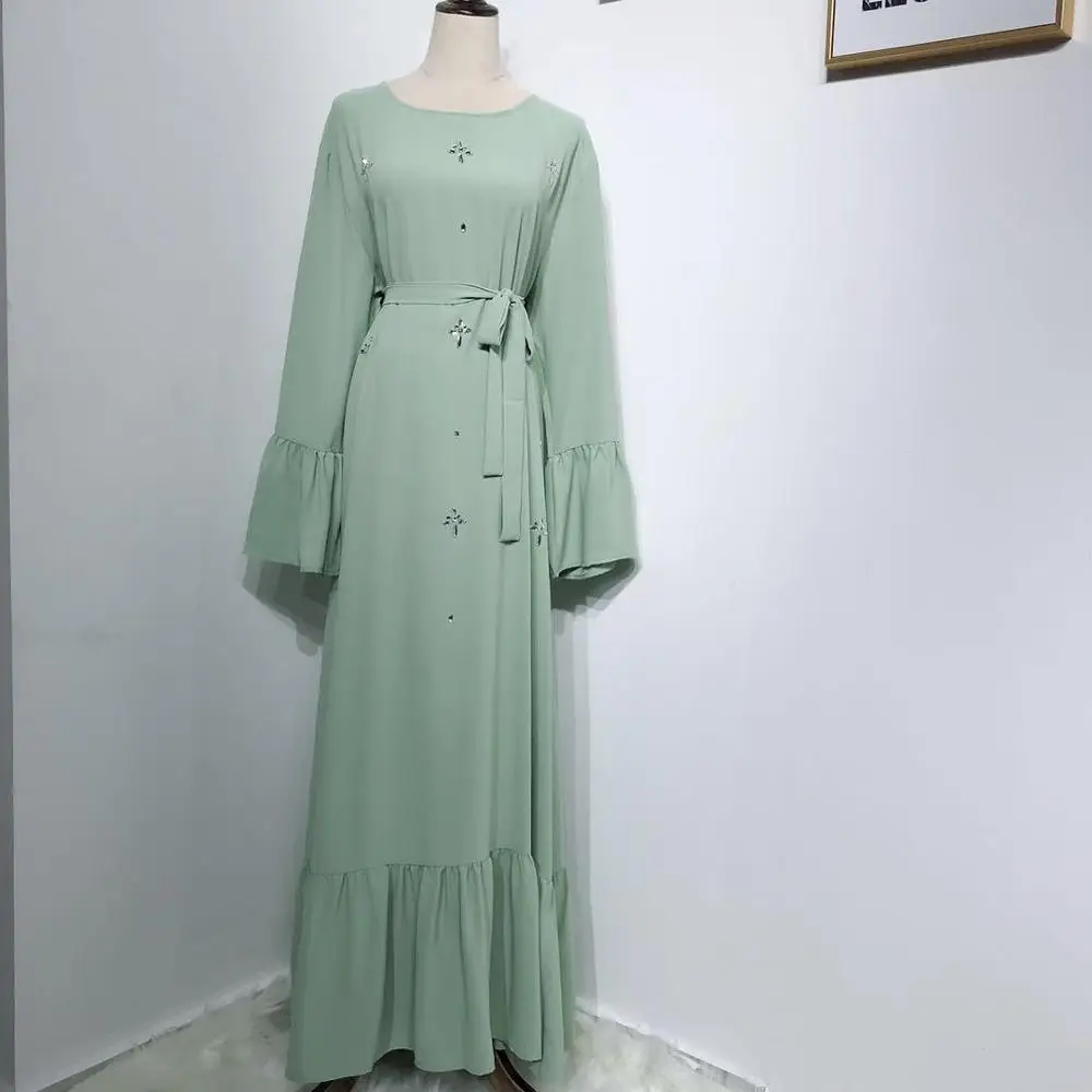 Мусульманский Кардиган со стразами Абая длинное кимоно халат туника Jubah Katfan