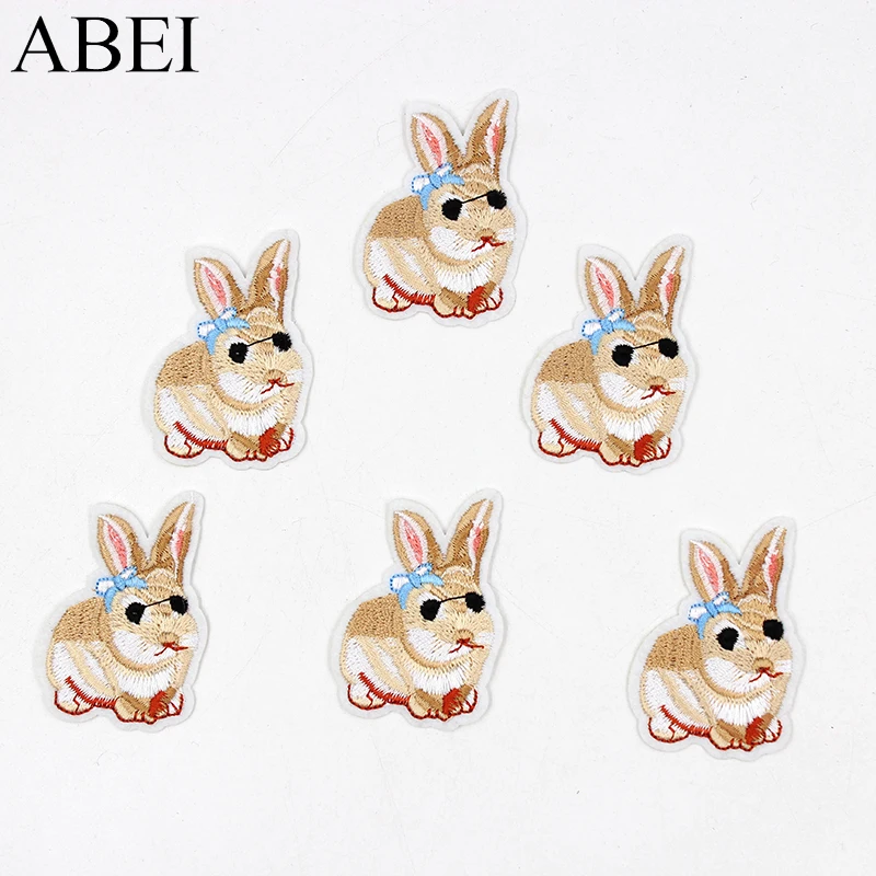 

10 шт./лот вышитые термоклейкие нашивки с милым кроликом Мультяшные наклейки с животными Одежда «сделай сам» джинсы сумки Аппликации Значки