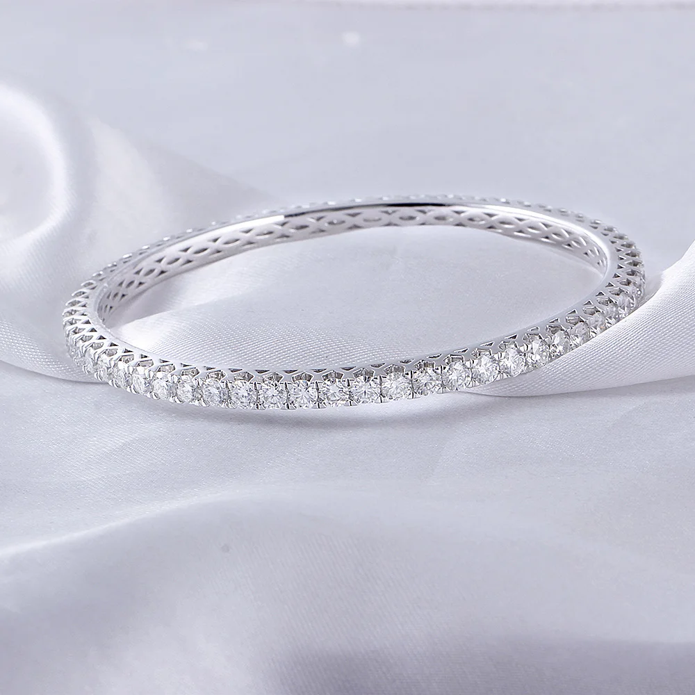 Женский браслет трансформер 10 к белое золото 6 кор 3 мм цвет GH Moissanite 1 шт. размер 17