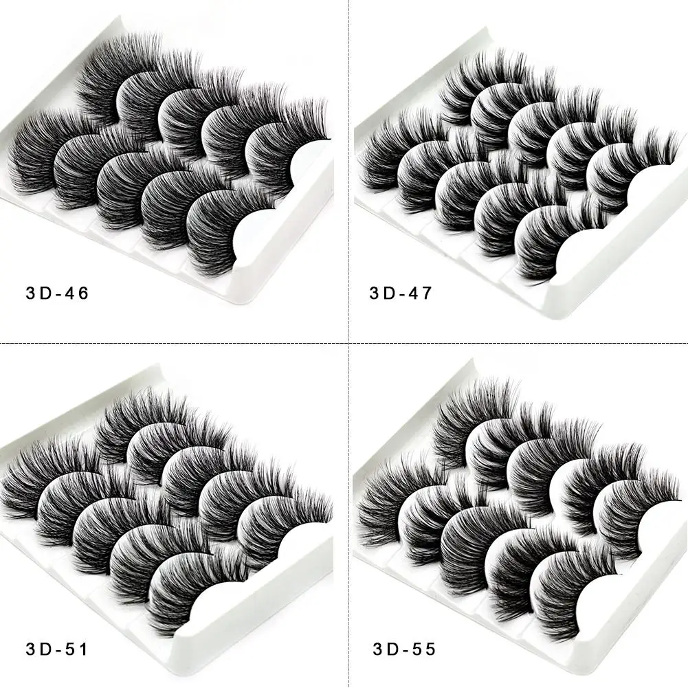 3D Искусственные ресницы ручной работы из синтетического волокна 5 пар мягких и