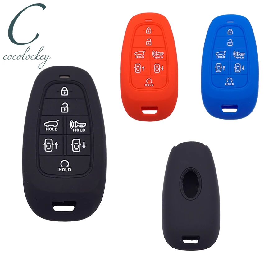 Чехол для ключей Cocolockey подходит Hyundai Sonata DN8 7 кнопок силиконовая резина