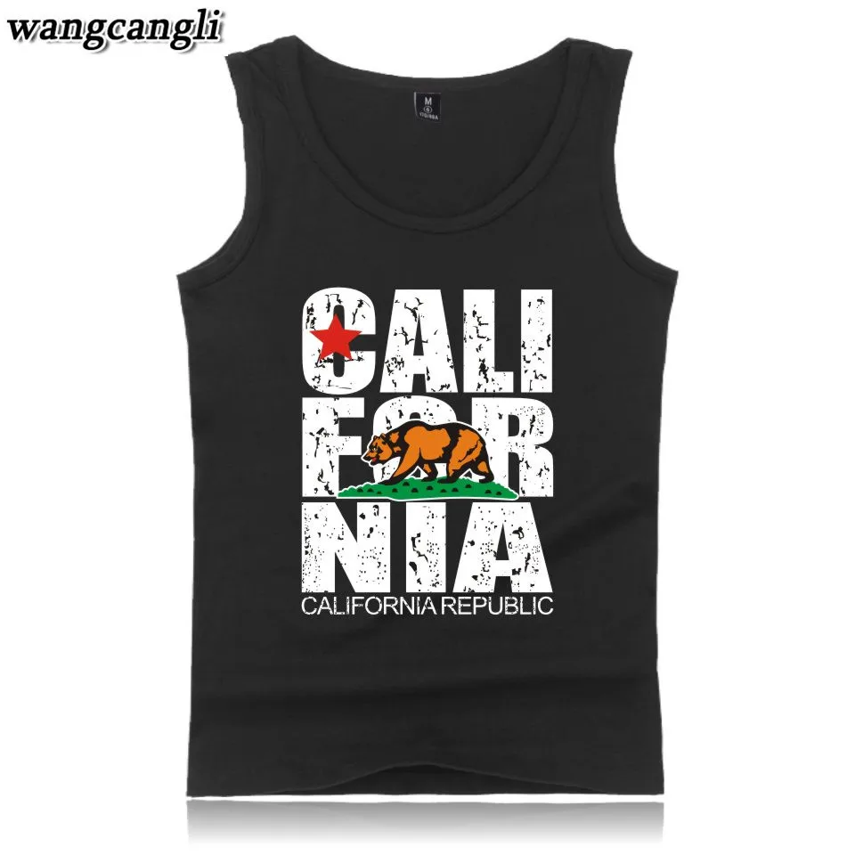 

Майка для фитнеса с принтом Калифорнии, жилет с флагом США и медведем, майка без рукавов для бодибилдинга, одежда для спортзала, лето