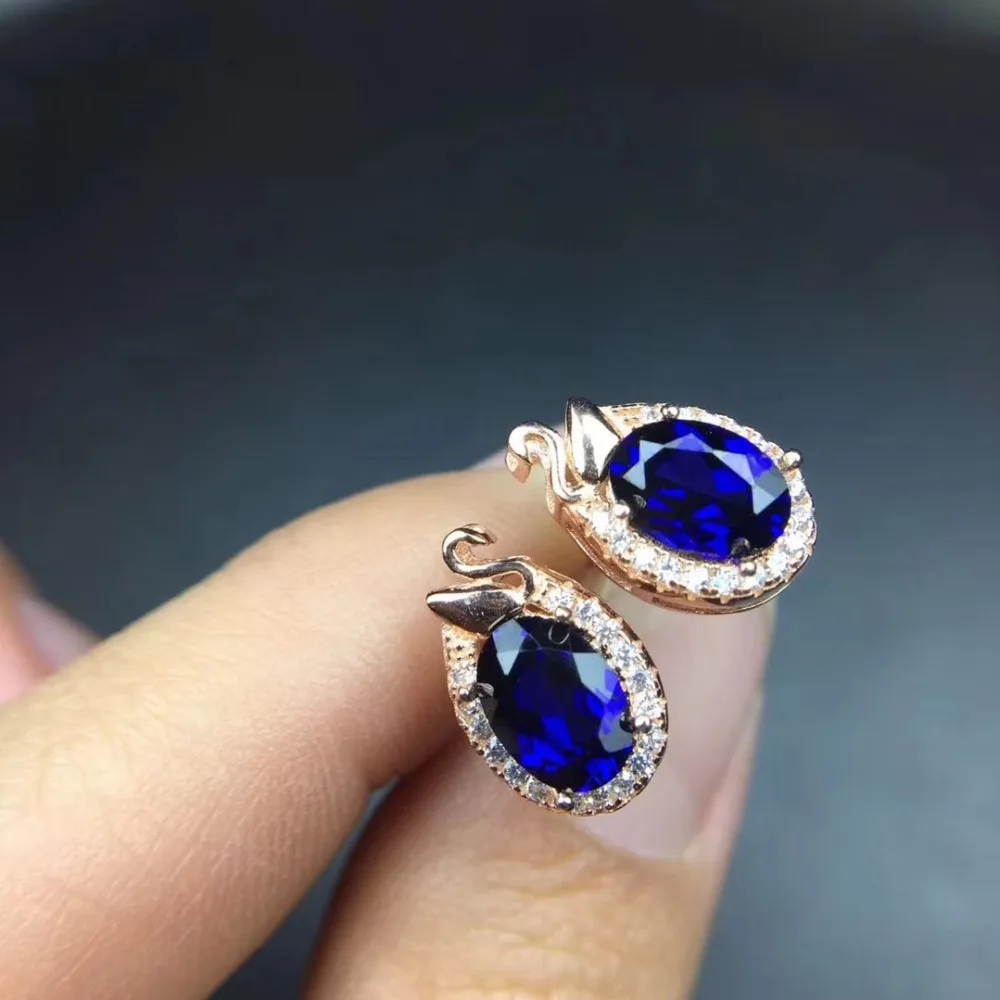 

Сапфировые Серьги, драгоценные камни, серьги-гвоздики, натуральные и настоящие сапфиры, 925 пробы, Серебряный драгоценный камень, размер 5*7 мм...