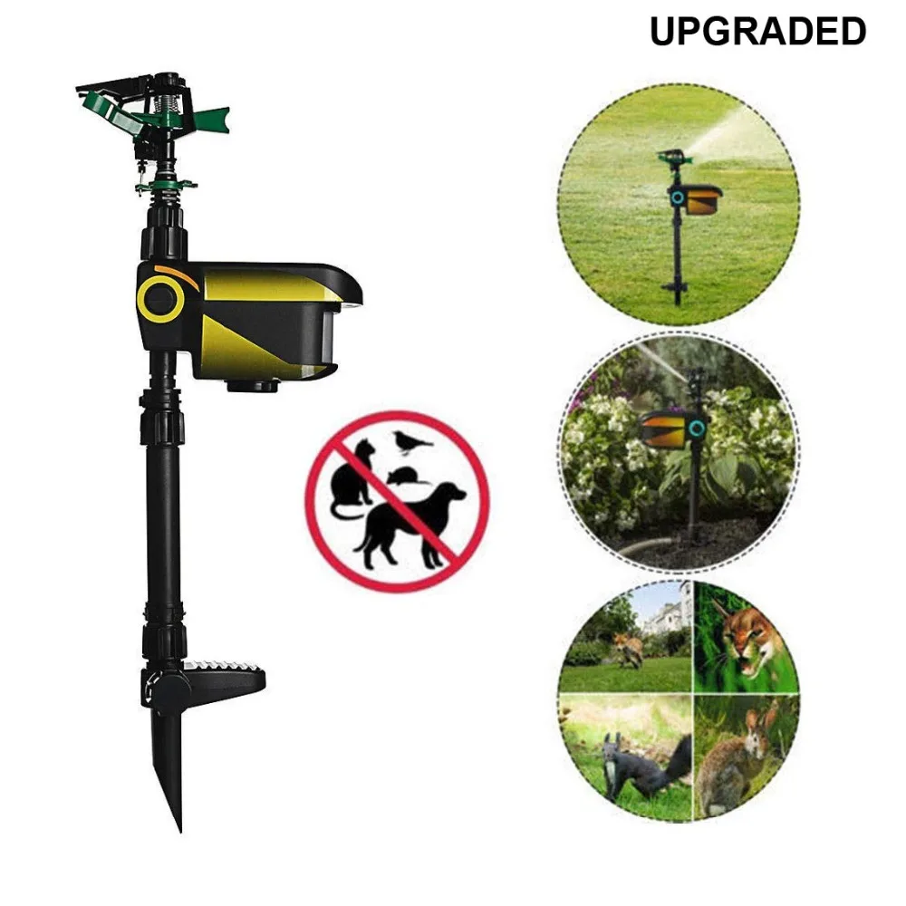 UPGRADED-Solar powered Motion Activated Animal Repeller Garden Sprinkler Scarecrow,Animal Deterrent