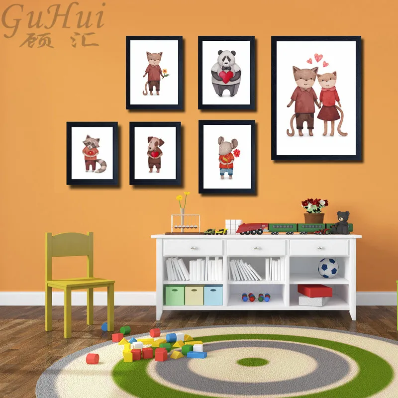 Скандинавский милый мультяшный кот собака мышь мальчик цветок животное