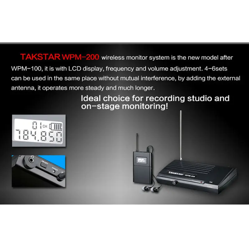 Бесплатная доставка Takstar WPM-200 UHF Беспроводной Монитор Беспроводные Наушники и
