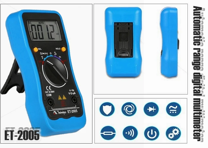 Мини Многофункциональный цифровой мультиметр Minipa ET-2005, тестовая емкость, частота, ручной, автоматический диапазон. Максимальный дисплей 5999