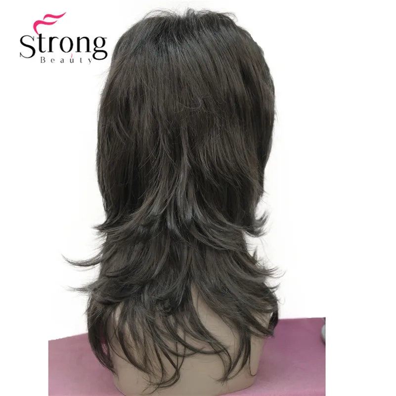 StrongBeauty женский слоистый парик из синтетических волос с темными корнями Омбре - Цвет: 4 Dark Brown