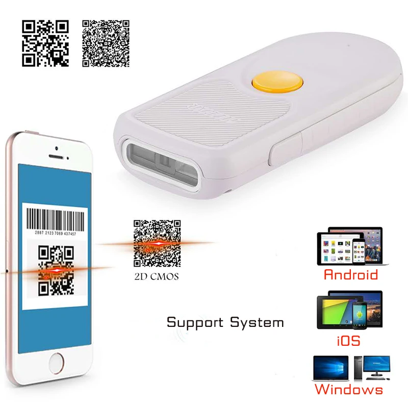 NT1000 1D 2D QR сканер штрих кода портативный мини Bluetooth 4 0 считыватель работает с