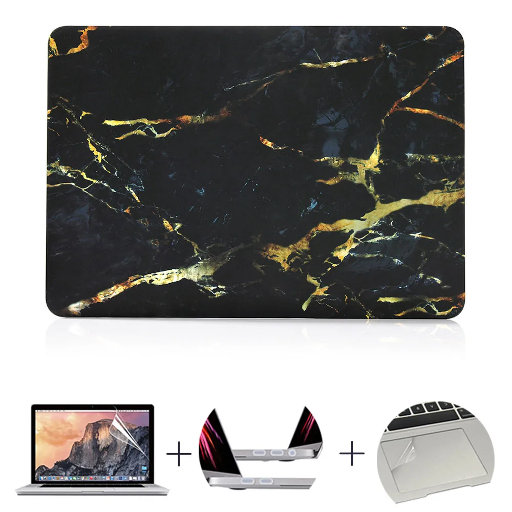 Коричневый Чехол для ноутбука с мраморной текстурой для MacBook 11Air 13Pro retina для Apple macbook New Pro с сенсорной панелью 13 15 мраморная защитная оболочка - Цвет: Коричневый