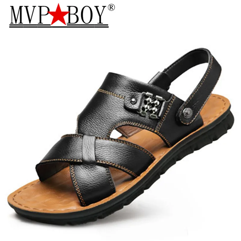 Mvp Boy Men Sandals Genuine Split Leather Beach Shoes Brand Casual Sneakers Summer Flip Flops |
