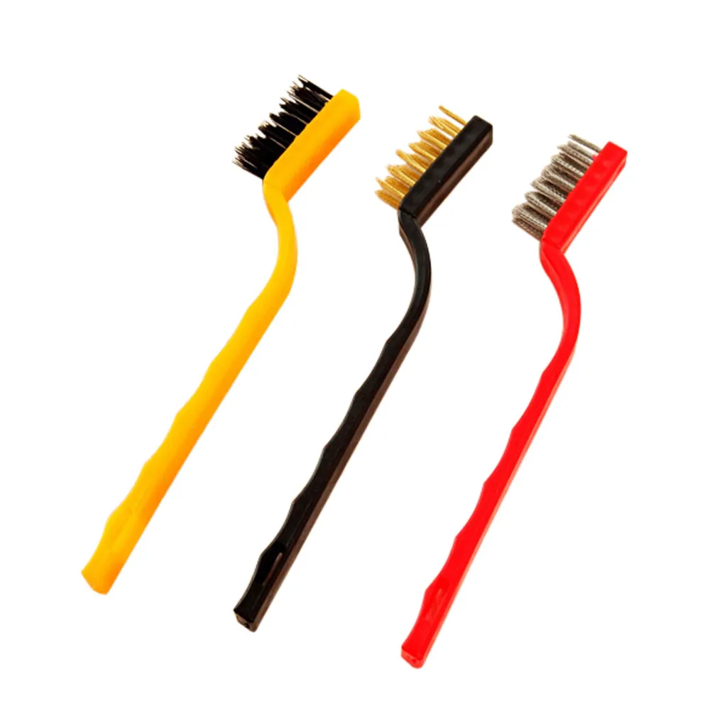 Multi 3pcs Mini Wire Cleaning Brush Set Brass Nylon Stainless Steel Bristle Gas Stove Cleaner Kitchen Tools Accessories Cleaning Brush - Цвет: Multi