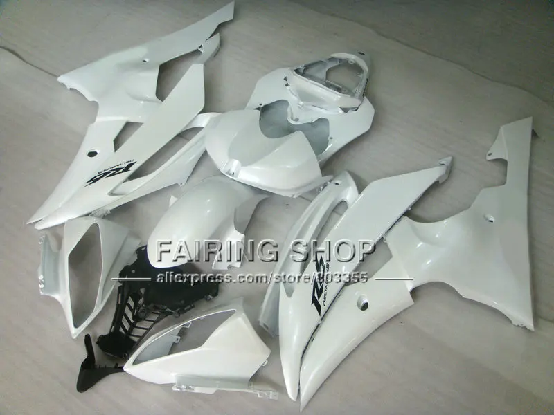 Чистый белый литья под давлением Обтекатели для YAMAHA 2008 2009 2011 2013 YZF R6 детали кузова