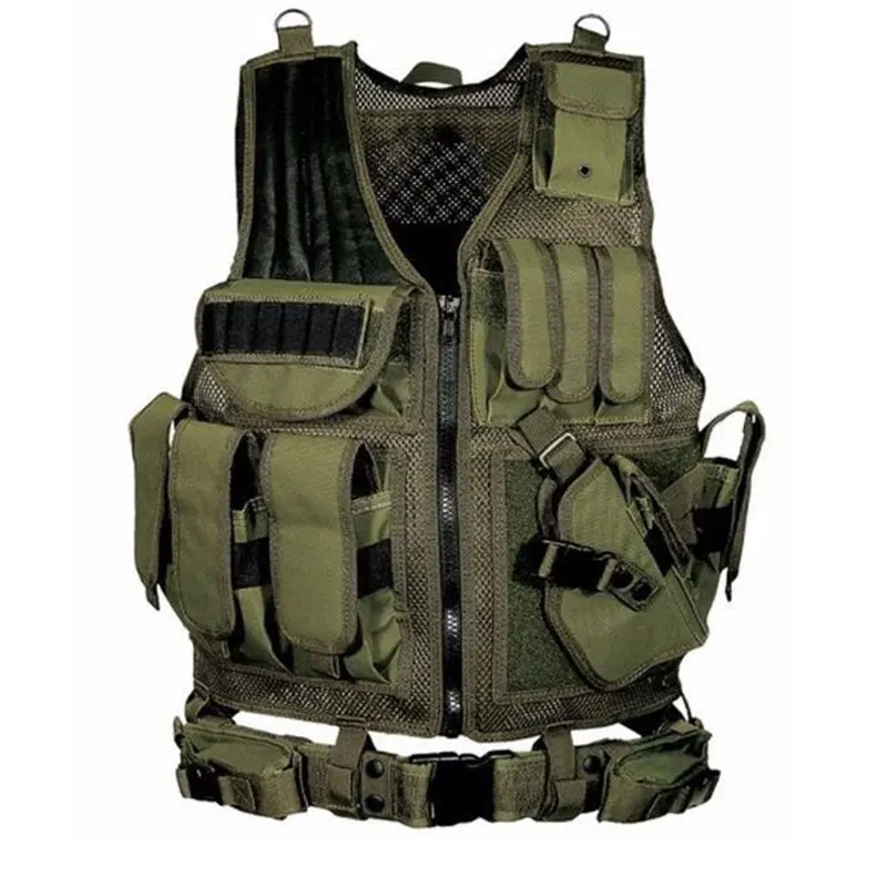 Green Военный Костюм ghillie, уличный Черный Многофункциональный тактический жилет, Мужская Боевая охотничья одежда с множеством карманов, камуфляжный жилет - Цвет: Green