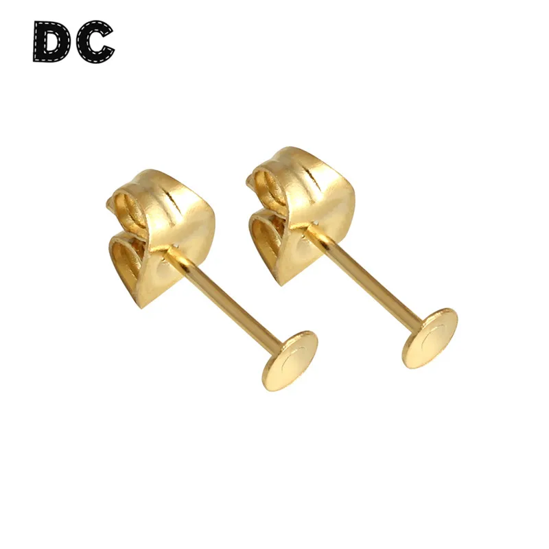 50 шт. основа для серег из нержавеющей стали пустая серьги-гвоздики 3 мм 4 6 8 Кабошон