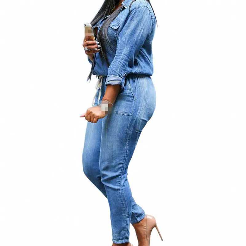New Fashion Women Denim Jumpsuits Jean Hot Sale Slim Fit Stretchy Roupas Feminina Pantalon Femme Female Bodysuits Large Size 3XL |