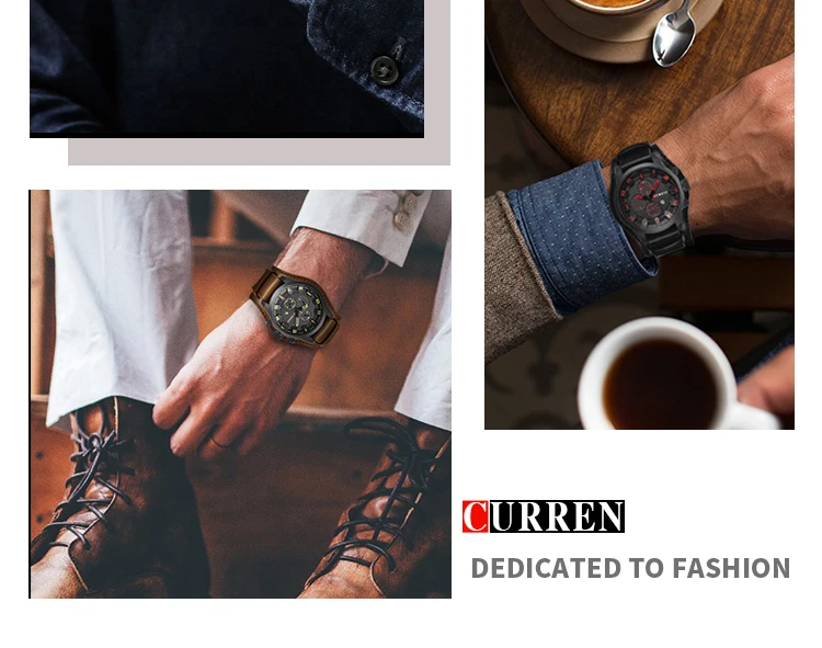 Новинка CURREN, Топ бренд, Роскошные мужские часы, мужские часы, дата, спортивные военные часы, кожаный ремешок, кварцевые, деловые мужские часы, подарок 8225