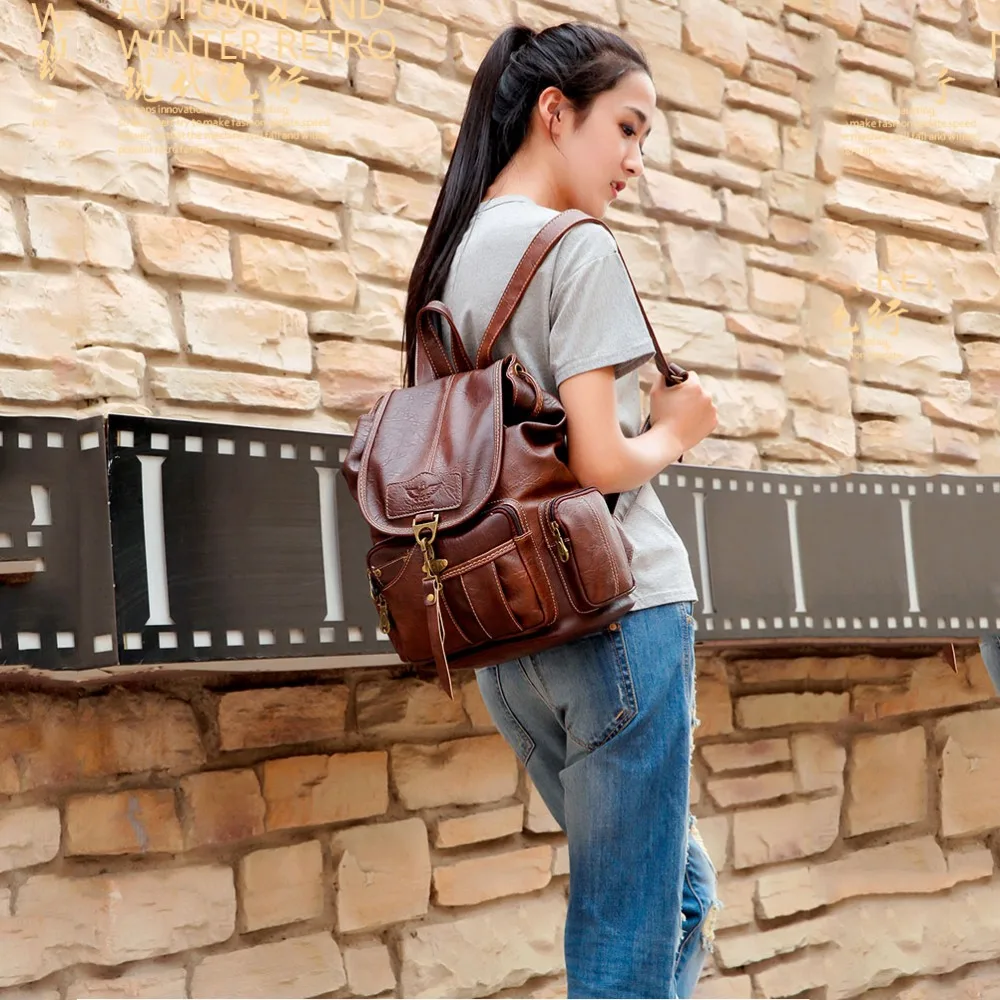 2019 высокое качество Женский винтажный рюкзак из искусственной кожи Женская