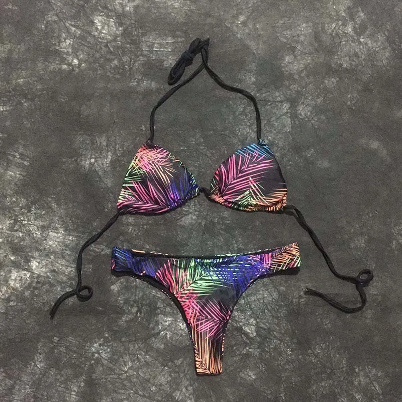 

New Sexy Bikini Swimwear Women Push Up Swimsuit Halter Top Biquini Padded Bathing Suit Print Brazilian Bikini Set Beachwear