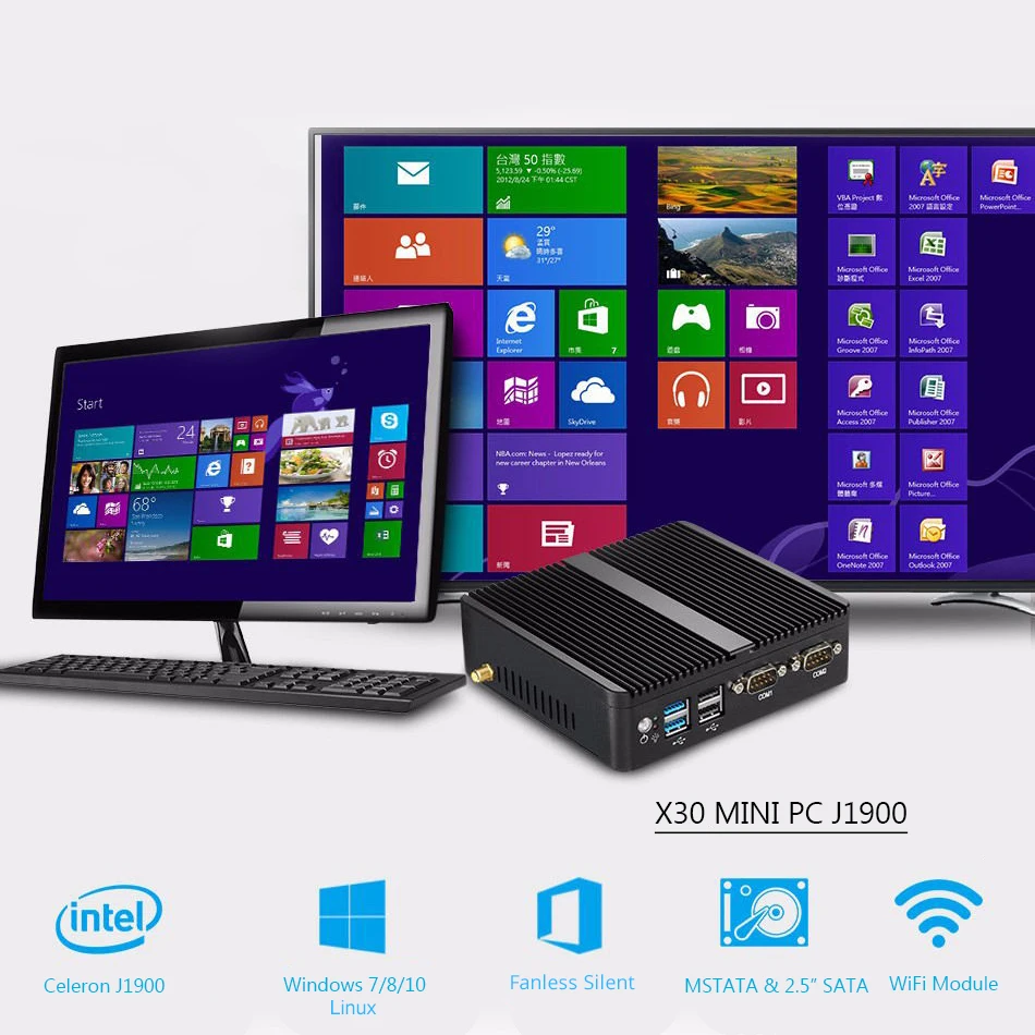 Мини ПК XCY Intel Core i3 4010U два гигабитных Ethernet безвентиляторный промышленный