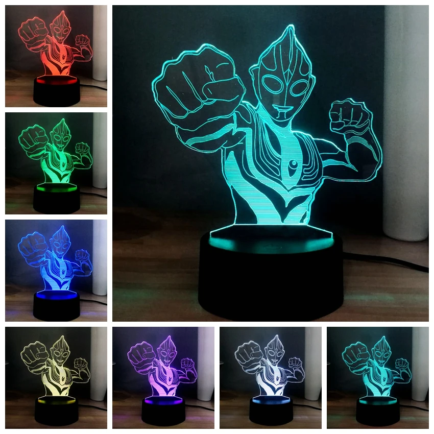 Акриловый 3D мультипликационный Ультрамен Altman RGB 7 цветов меняющий спальню