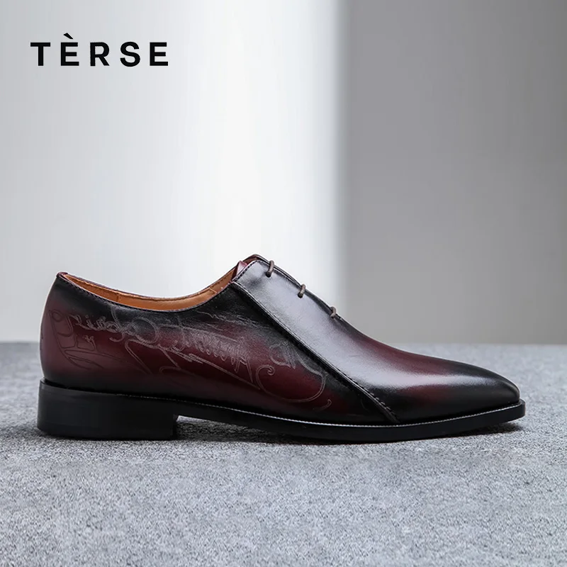 TERSE 100% Handmade shoes Genuine Italian Leather Luxury Men Shoes Lace-Up Business Casual Fashion Flats 15770-26 | Обувь