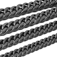 7 40 wide 681012151719mm black top quality stainless steel men cuban link chain curb necklace fashion gifts