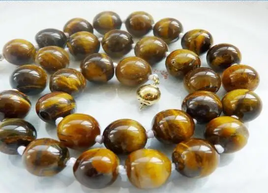 

fine jewelry Fashion Handmade 10mm 12mmTiger Eye Round Beads Necklace 18inch AAA free shipping