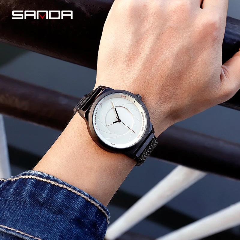 SANDA Роскошные брендовые Дизайнерские мужские часы ультра тонкие деловые