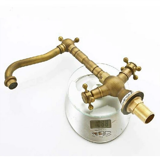 Кухонный смеситель с двумя ручками поворотный кран из сине-белого фарфора