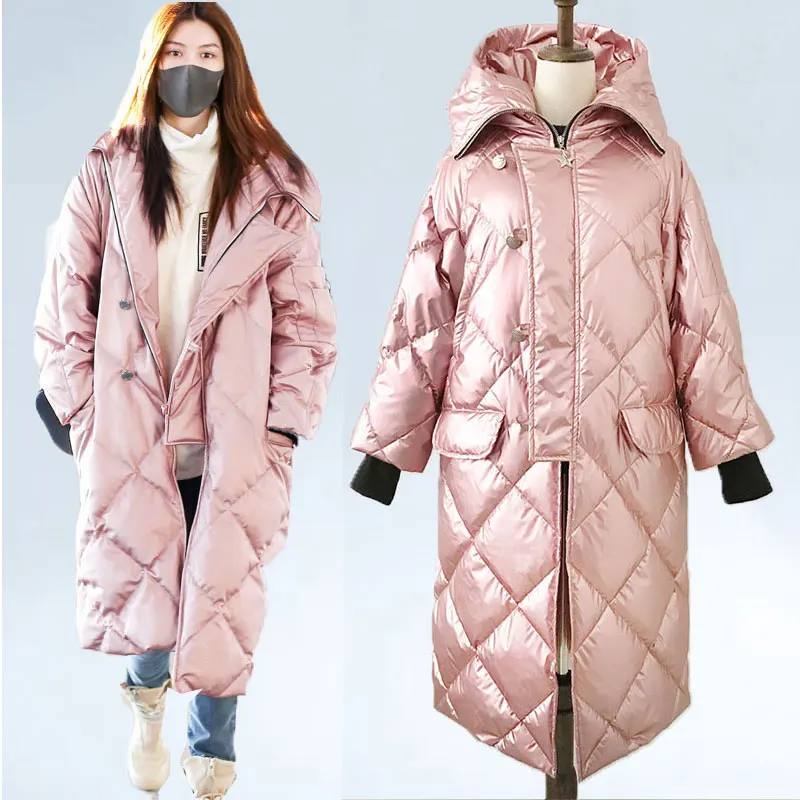 Rose gold Зимнее пальто куртка женская теплая парка с капюшоном био пух парка пальто Высокое качество Женская новая зимняя коллекция уличная - Цвет: Rose gold