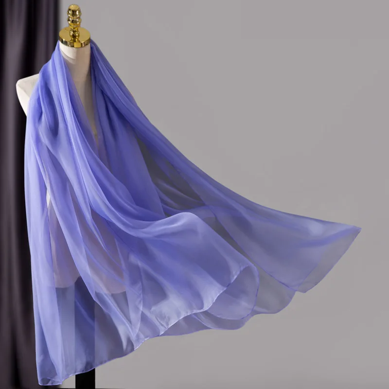 Новый шарф из чистого шелка Яркий пляжный большая шаль тонкий женский шифоновый